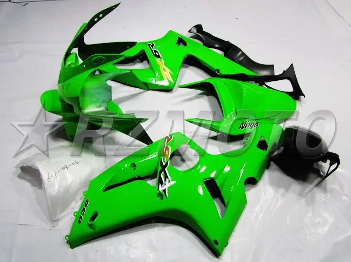 ABS Полный Обтекатель подходит для Kawasaki ZX6R 2003 2004 Мотоцикл Обтекатели ZX-6R 03 04 Ninja 636 Комплект кузова зеленый цвет