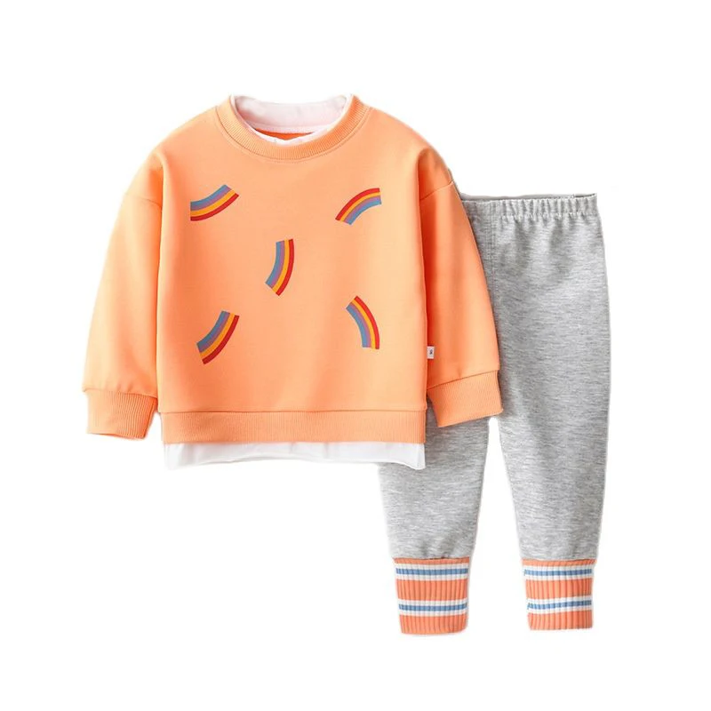 

Girls 2022 Spring Autumn Casual Fashion Suit Girls Outerwear Cartoon Sweater Casual Pants 2piece Baby Clothes