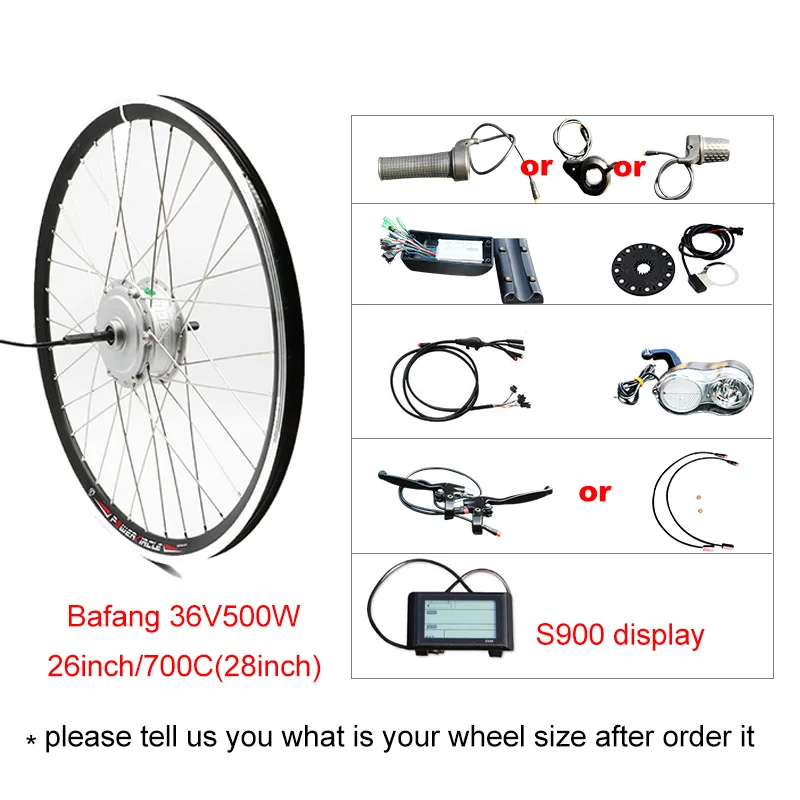 BAFANG 36V 250 W-500 W Мотор колесо для электрического велосипеда комплект без ступицы батареи мотор e велосипед электровелосипед велосипед электрический велосипед конверсионный комплект - Цвет: 36V 500W S900