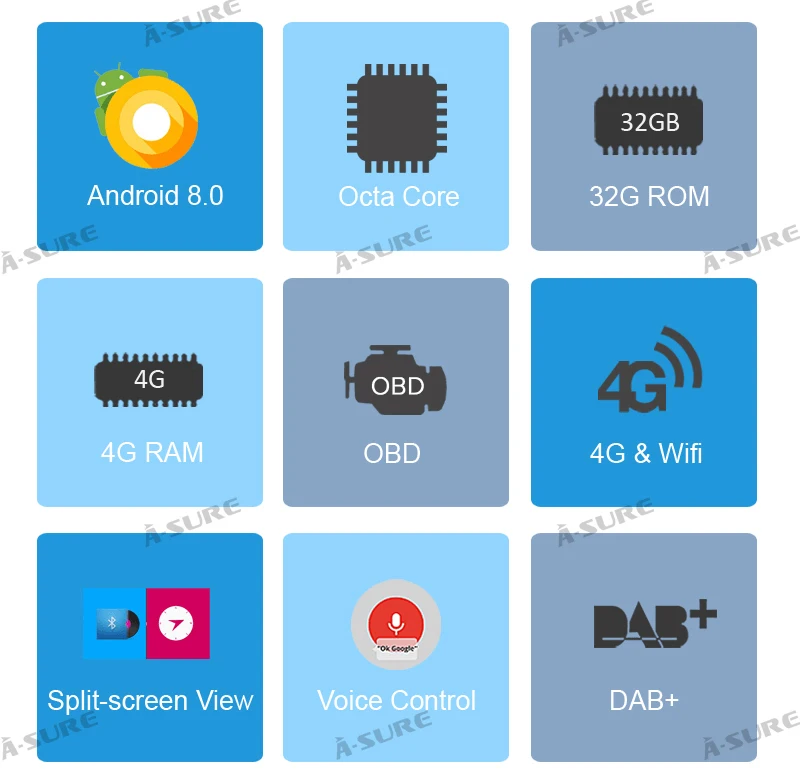 Sale A-Sure 2 Din 8 Core  Android 8.0 Radio GPS DVD Navigation For Volkswagen VW GOLF MK5 MK6 PASSAT B6 TOURAN Polo Tiguan SEAT SKODA 5
