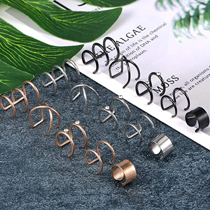 1Pcs/15 Pcs Stainless Steel Ear Cuff Helix Cartilage Clip On Wrap Earrings Fake Nose Ring Non-Piercing Adjustable Men Women ear clip earrings clip earrings ear clip ear accessories