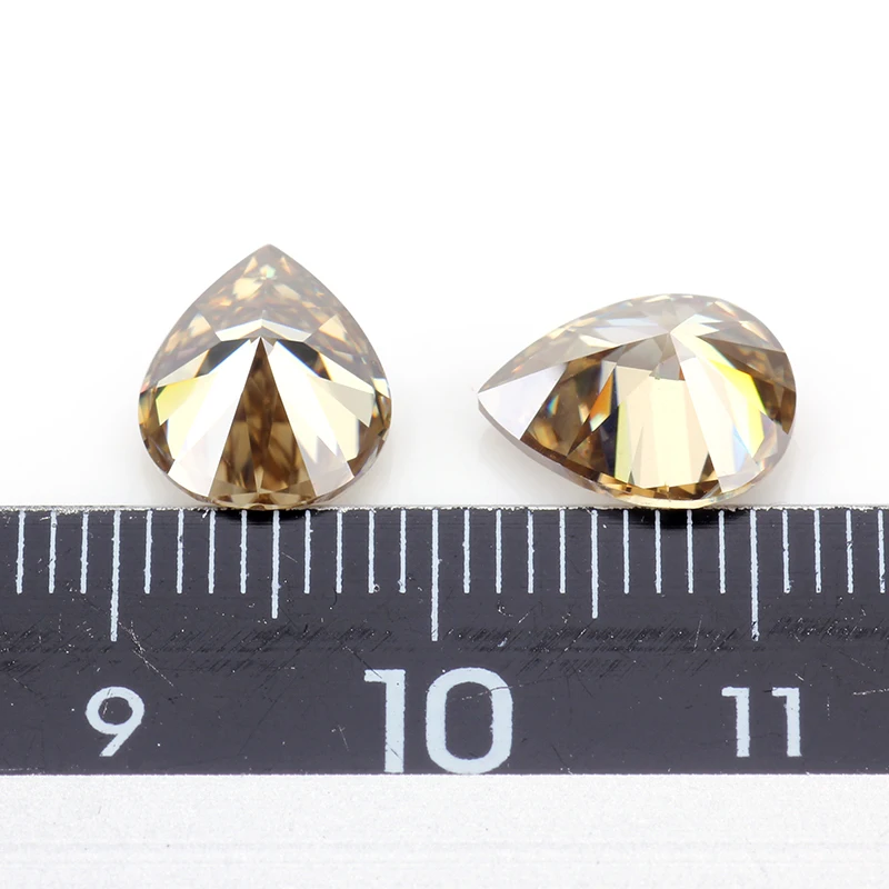 STARSGEM 8*10mm Champagne Pear Cut 3ct VVS Moissanite Bead Loose Moissanite Gemstone for Jewelry