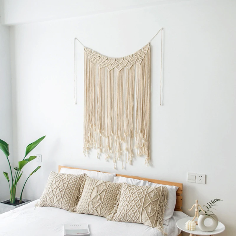DIY boho деревенский Свадебный макраме шторы настенный гобелен вязаный хлопок большие гобелены скандинавские Свадебные уличные украшения