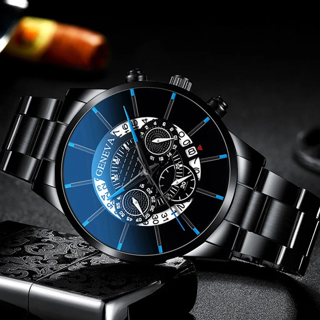 Fashion Cool Unique Digital Literal Multi Layer Dial Men Quartz Mesh Belt Watch Automatic Luxury Clock Men Waterproof Mechanic