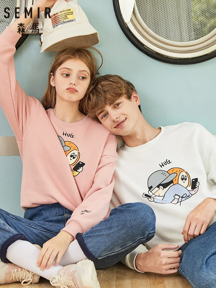 Свитер SEMIR для влюбленных Мужская бархатная Свободная рубашка новинка 2019 Модный