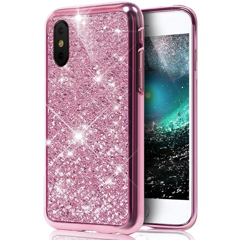 Блестящий сверкающий мягкий чехол для samsung Galaxy S10 Plus S10e S9 A20 A30 A50 A70 Модный Блестящий чехол для женщин и девушек - Цвет: Rose