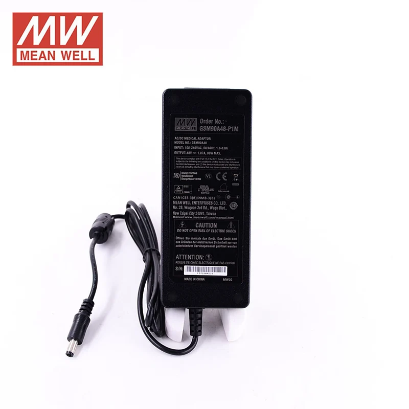 Бренд MEAN WELL представляет GSM90A-P1M 90W 12V 15V 19V 24V 48V медицинский адаптер уровень VI Meanwell GSM90A серии адаптер питания 2,5* 5.5DC штепсельной вилки