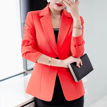 

New Large Size Women's Clothing Fashion Red Office Lady Blazer Leisure Suits Formal One Button Slim Blazers Autumn Winter Coat