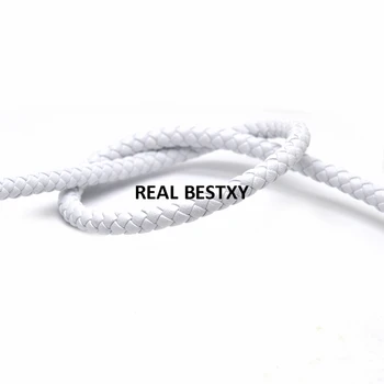 

2m/lot approx: 6mm white Round Braided Leather Cord For Women Men Bracelet Jewelry Craft Making DIY Findings Accessory Necklace