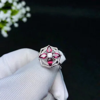 

Dropship by USPS New Garnet Hexagon Ring for Women, Genuine 925 Sterling Silver, Platinum Plated, Including Certificate Box,