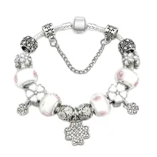 Модные ювелирные изделия браслеты, DIY браслет из сплава с бусинами, счастливый цветок бисерный браслет подарок на день Святого Валентина