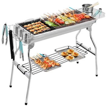 

Full set of pull charcoal grills home baked outdoor grills carbon 3 barbecue tools more than 5 people charcoal field