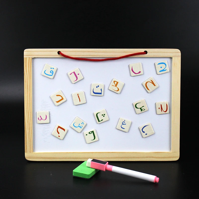 Russian/Arabic Magnetic Drawing Board Game Double Sided Blackboard Wooden Jigsaw Puzzles Alphabet Letter Toy Educational for Kid 3