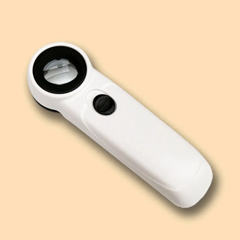 Wholesale Magnifying Glass with LED Light Jewelry Handle Type zhu bao jing Optical Glass Lens High Power 45 Times MG6B-C