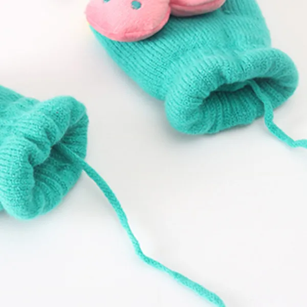 Новые милые утепленные детские перчатки с изображением медведя и жука из мультфильма; зимние вязаные шерстяные варежки для новорожденных; бархатные толстые Детские теплые перчатки