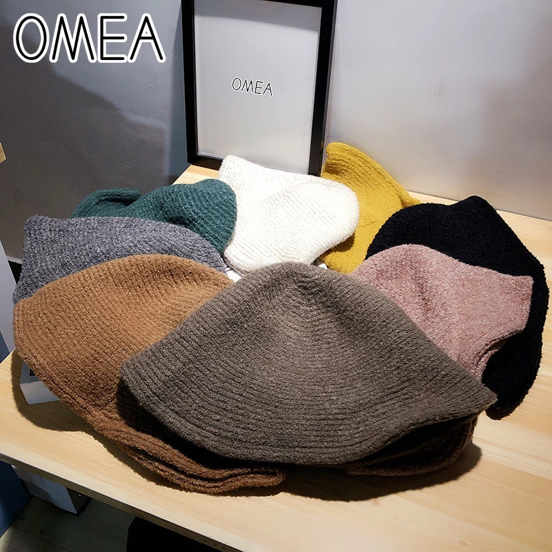 OMEA, шапка из альпаки, женские фетровые шапки, шерстяная женская зимняя шапка-ведро, одноцветная Шапка-бини из шерсти альпаки, зимние аксессуары