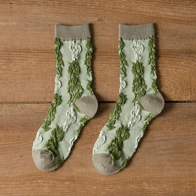 retro 3D relief socks women calcetines mujer harajuku meias korean style skarpetki damskie calcetas designer japan woman sock 4
