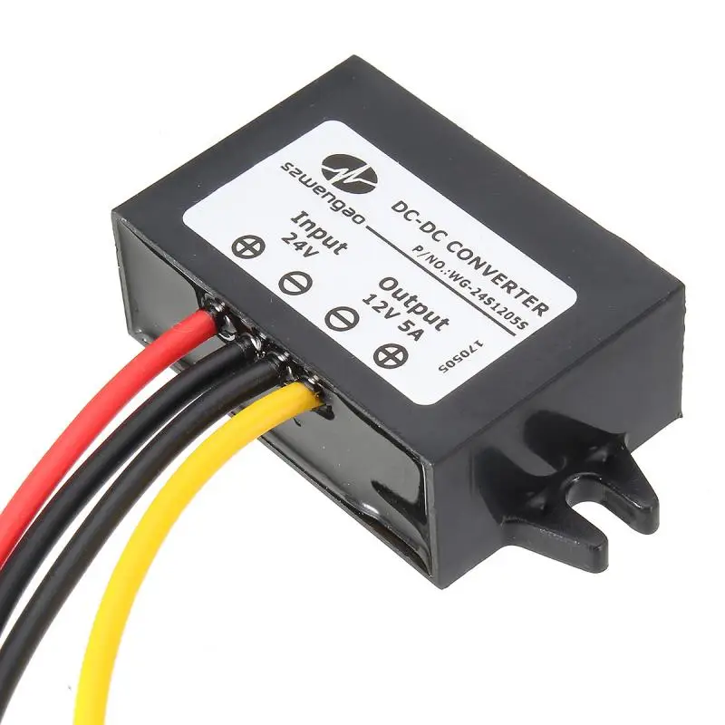 Преобразователь напряжения Регулятор 24 В до 12 В DC 5Amp 5A 60 Вт ток понижающее Напряжение Редуктор Грузовик Лодка автомобиль жгут разъем