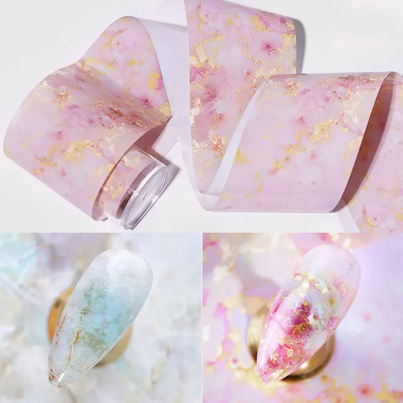 

100cm Nail Sticker Art Decoration Marble Series Nail Foils Pink Blue Foils Paper Nail Art Tools Transfer Sticker Slide