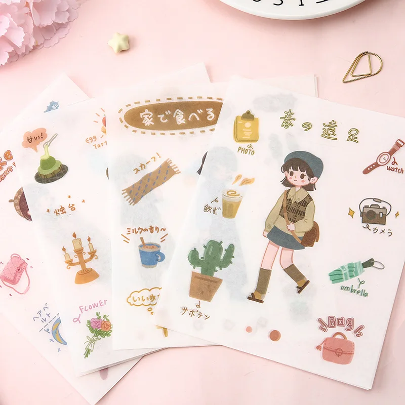 8 Pcs/Set Kawaii Sticker Girls Series Stickers Daily life Envelope Sticker Japan Style Stationery Sticker Journal DIY Material