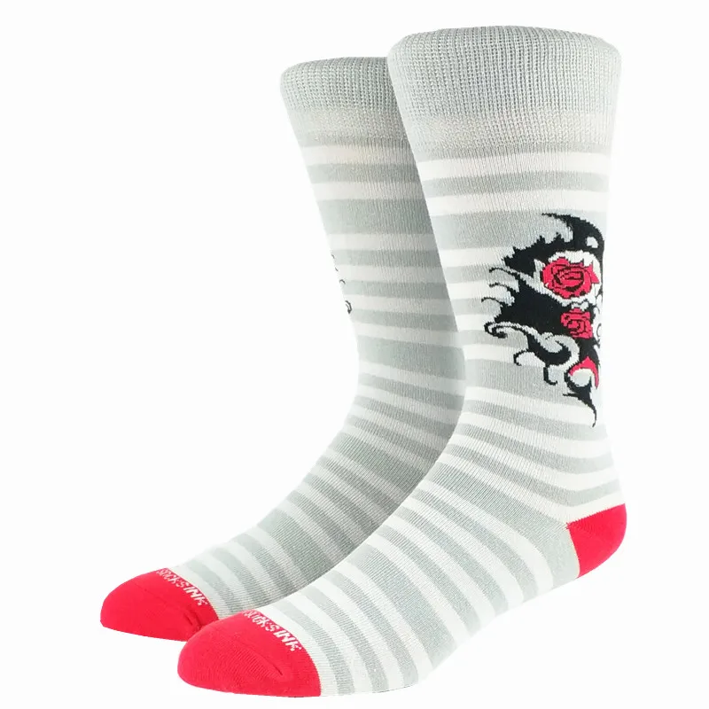 Мужские носки в полоску с розами|Мужские носки| |