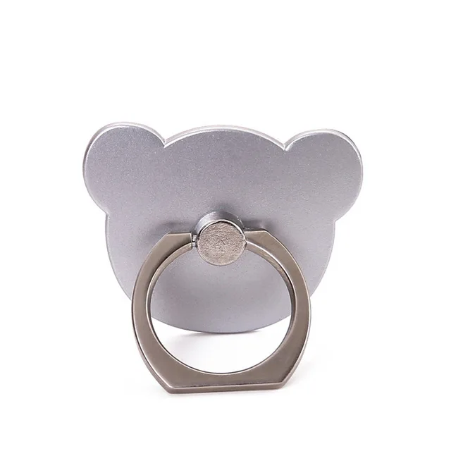 Bear Silver Кольцо на палец, подставка для мобильного телефона, смартфона, держатель для сотового смартфона, круглое кольцо для мобильного телефона, прозрачный держатель для кошки, автомобильный держатель с сердечком - Цвет: Bear Silver