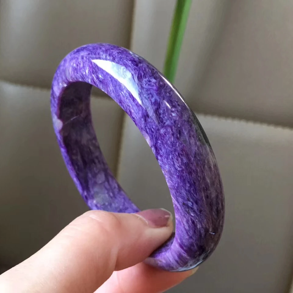 

56mm Natural Purple Charoite Gemstone Round Beads Bracelet Bangle Crystal Lady For Women Fashion From Russia AAAAAA