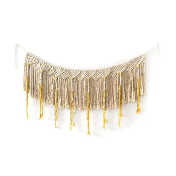 

Wall Hanging Macrame Curtain Fringe Banner Bohemian Wall Decor Woven Tapestry Home Decoration for Wedding