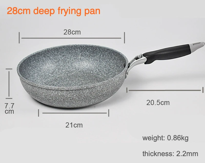 28cm deep 20-28 см каменный противень в японском стиле кованая Алюминиевая антипригарная Жарка керамическое покрытие для индукционной плиты газовая плита - Цвет: 28cm deep