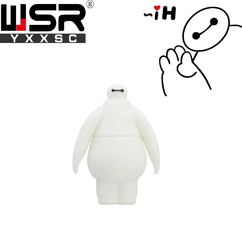 Cute cartoon BAYMAX model usb2 0 pen drive 32gb 64gb 128gb high speed waterproof usb key 3