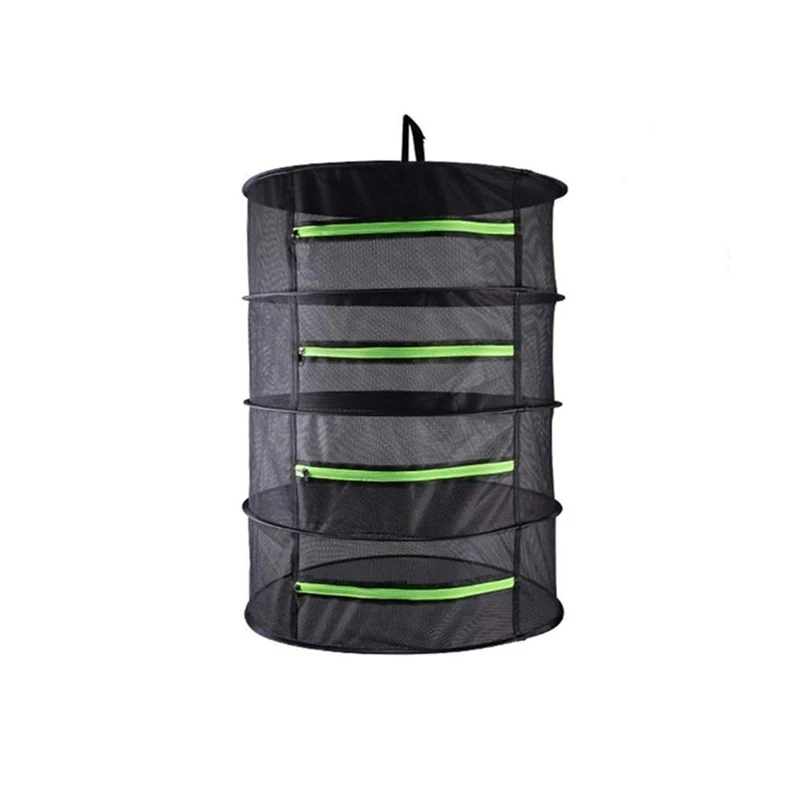 Drying Net Multi-Layer Hanging Basket with Zipper Folding Dry Rack Herb Dryer Bag Mesh for Herbs Flowers Buds Planting Drying