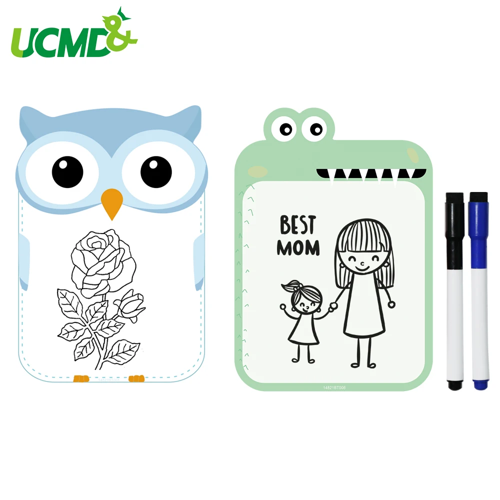 

Animal Owl Writing Drawing Message Board Toys Whiteboard Magnets Doodle Painting Memo Planner With Pen Kids Gifts for Fridge A5