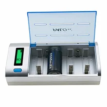 Palo 4 Slots Smart Fast Charger Battery Charger For AA/AAA/NI-MH/NI-CD/Li-ion/D/9V Rechargeable Battery LCD Display