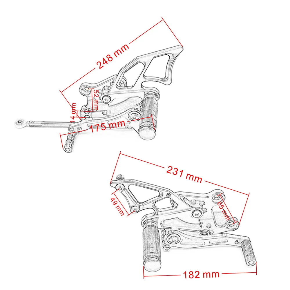 JAER регулируемые, для гонок задние наборы Rearset подножки для Kawasaki Ninja 300 2013 подножки для мотоцикла