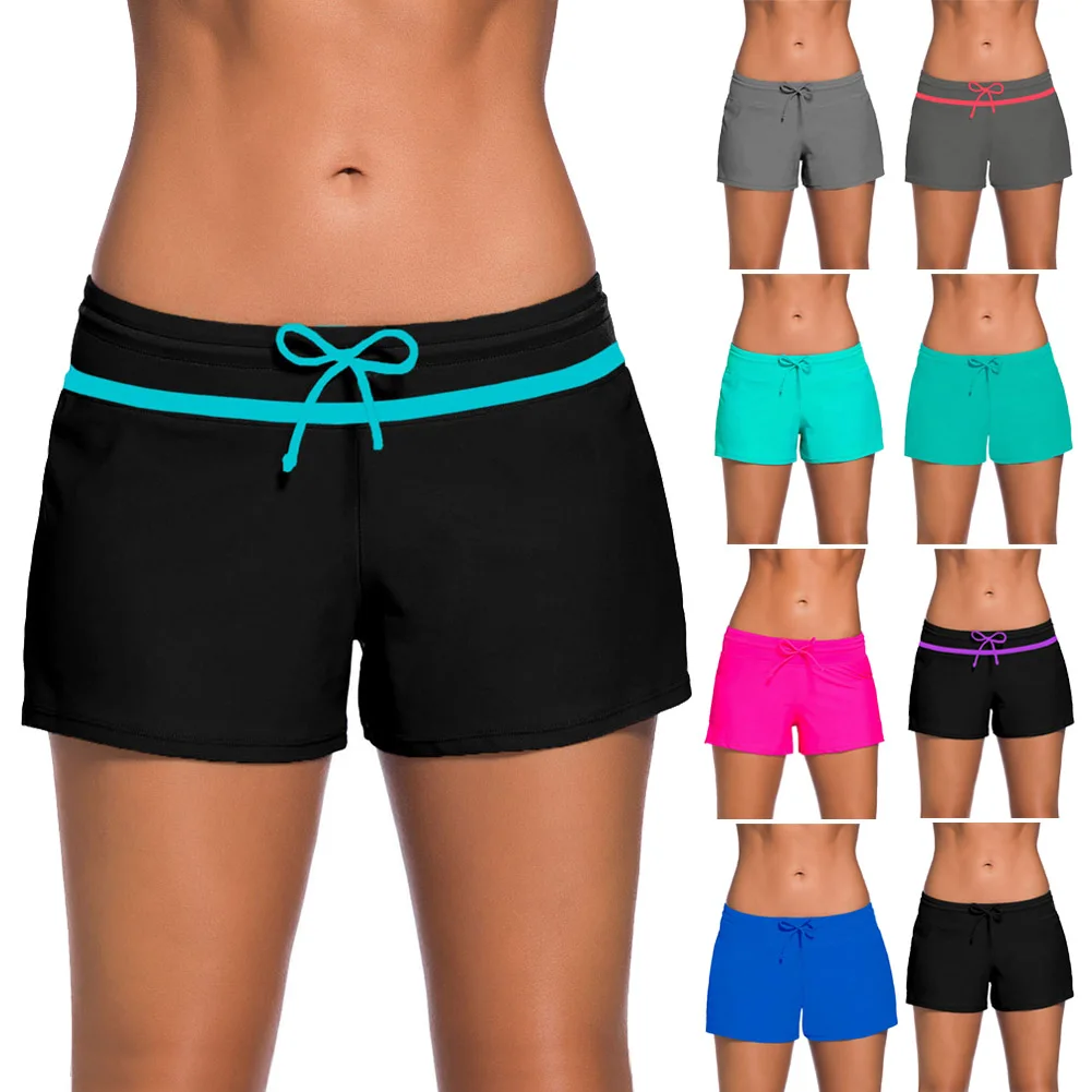 Женский купальник, танкини, нижняя часть, шорты, низкая талия, для плавания, летние, пляжные, короткие штаны, SEC88