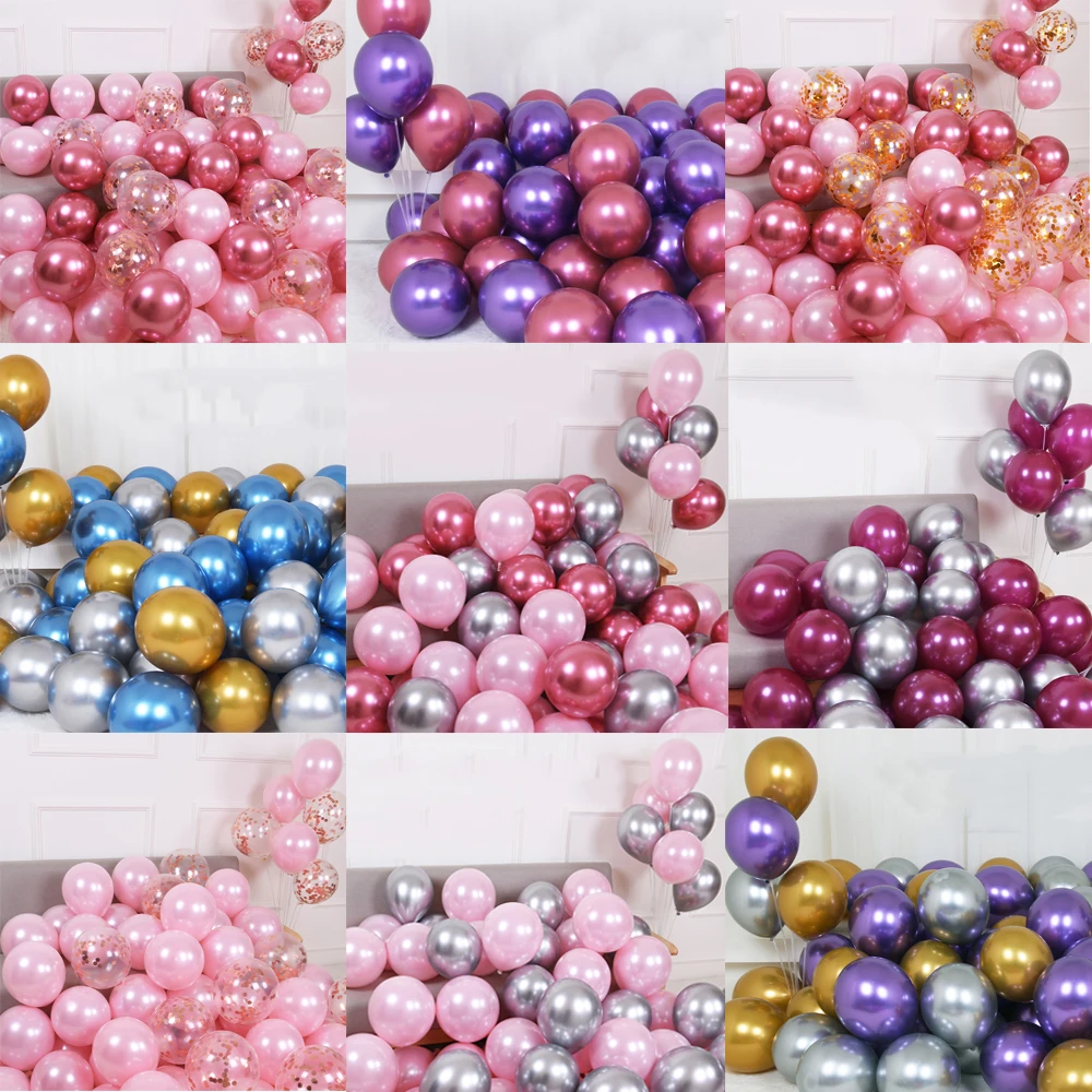 

30pcs Metalic Balloons Pink Rose Golden Confetti Balloons Set Wedding Valentines Day Birthday Party Decoration Kids Favor