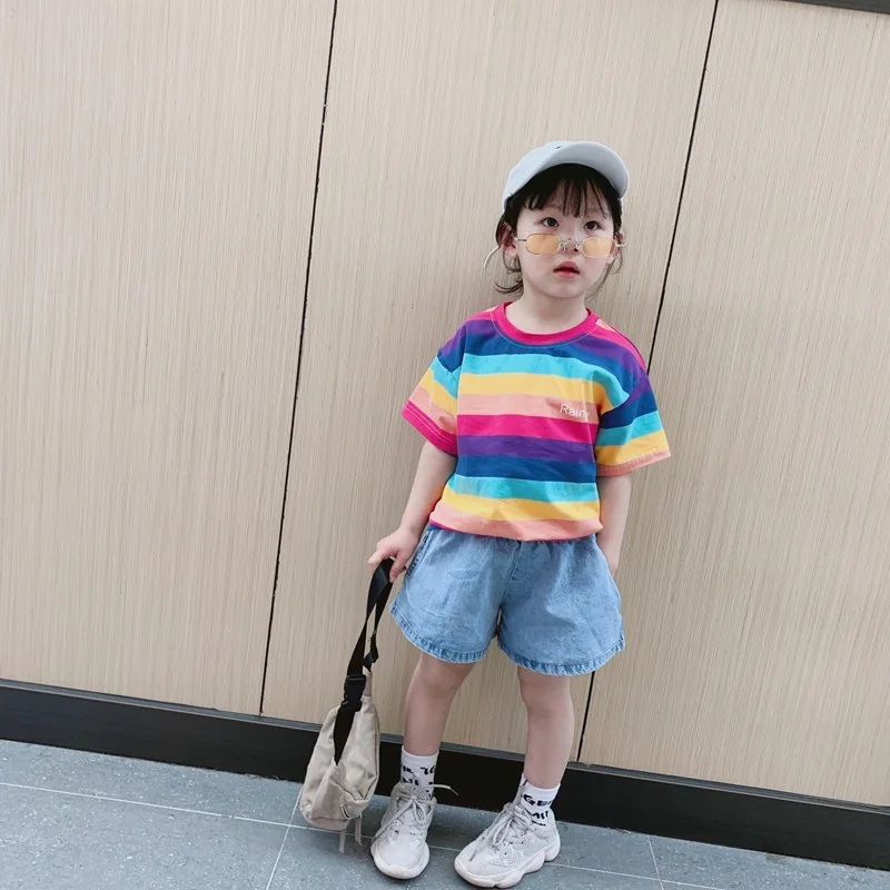 Cong Little Sister Summer New Style Crawler Children‘s Jeans Shorts Girls' Denim Shorts Korean-style Casual Pants