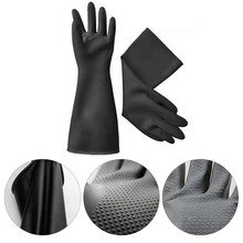 1 пара кислотостойкие перчатки резиновые водонепроницаемые толстые химические противоскользящие латексные длинные резиновые перчатки