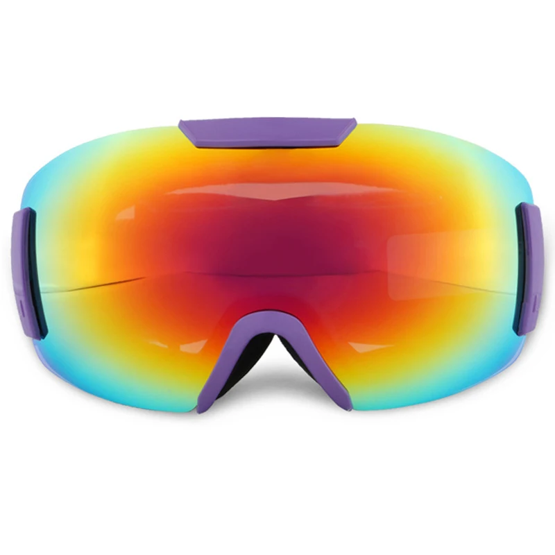 Новые лыжные очки большие сферические альпинистские сноубордические лыжные очки снежные лыжные двойные противотуманные зимние защитные очки для снегохода - Цвет: Purple Red