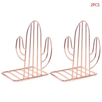 

2PCS/Pair Creative Cactus Shaped Metal Bookends Book Support Stand Desk Organizer Storage Holder Shelf