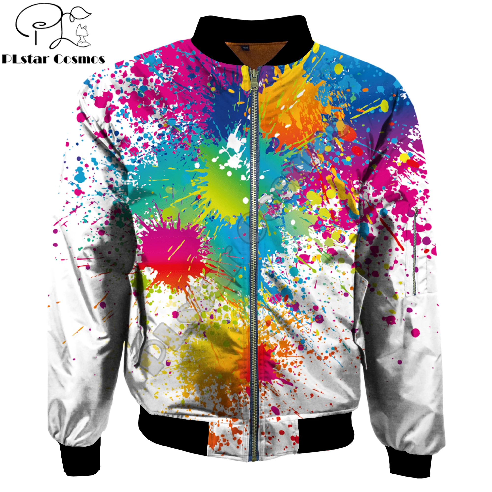 2019 Fashion Men's bomber jackets Rainbow Paint Splatter pattern ...