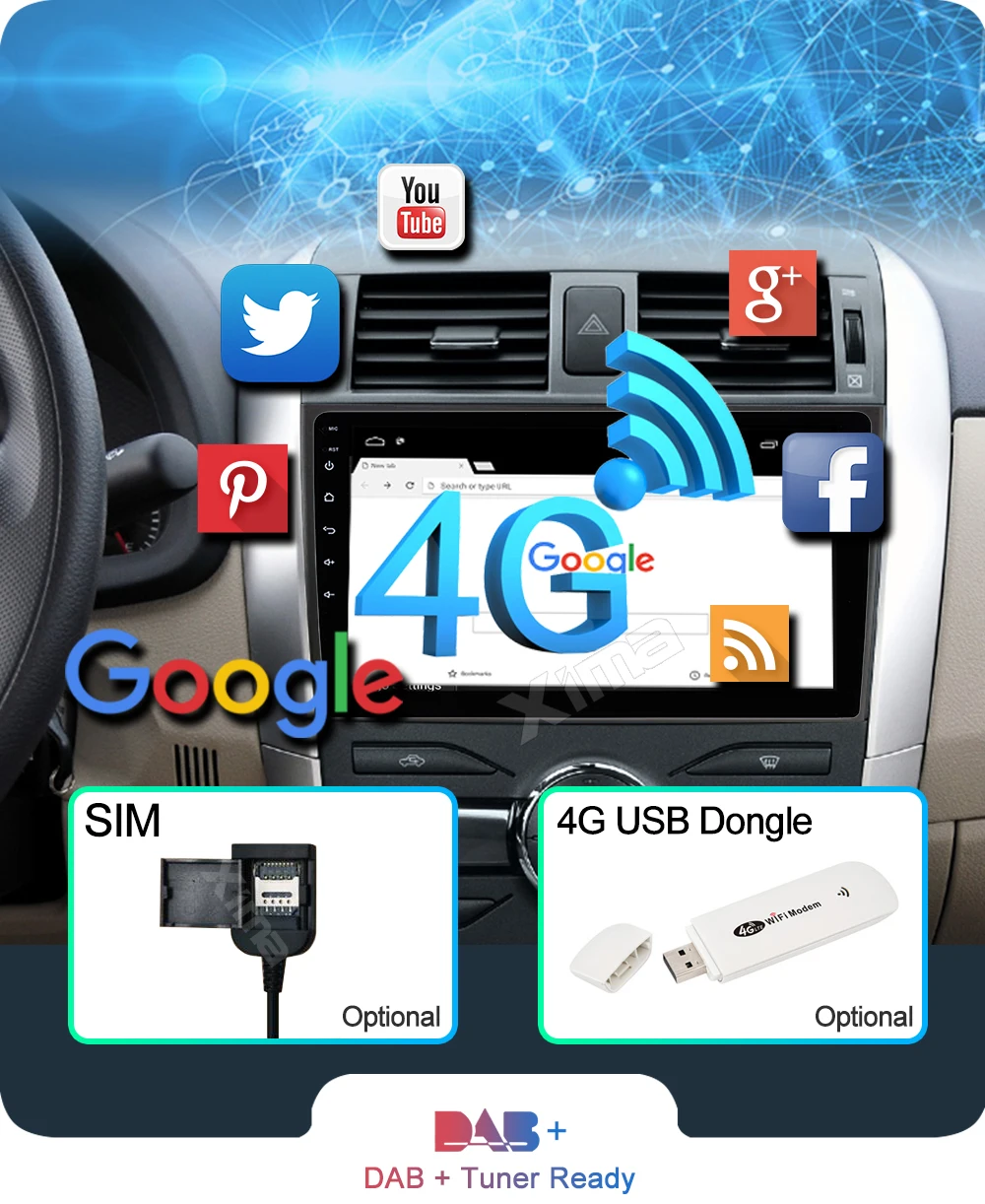 Оперативная память 2G android 9,0 2Din автомобиль радио мультимедиа плеер для Защитные чехлы для сидений, сшитые специально для Toyota Corolla E140/150 2007 2008 2009 2010 2011 2012 2013 с Автомобильный видеорегистратор