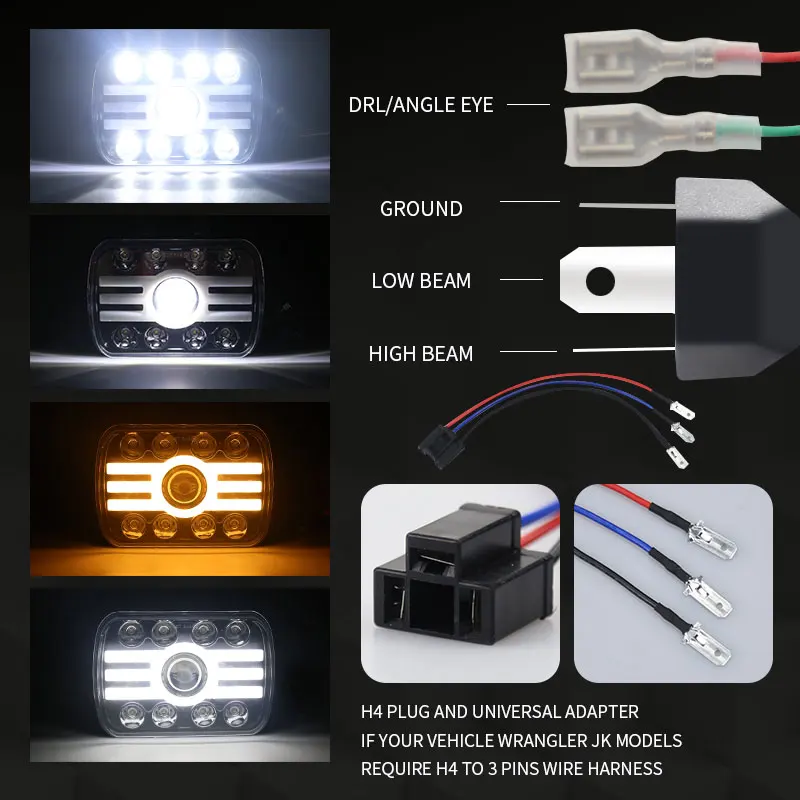 500 Вт 5X7 дюймов светодиодные фары 30000LM 7X6 Led герметичный луч фары с дальнего ближнего света светодиодные фары для Jeep Wrangler YJ Cherokee