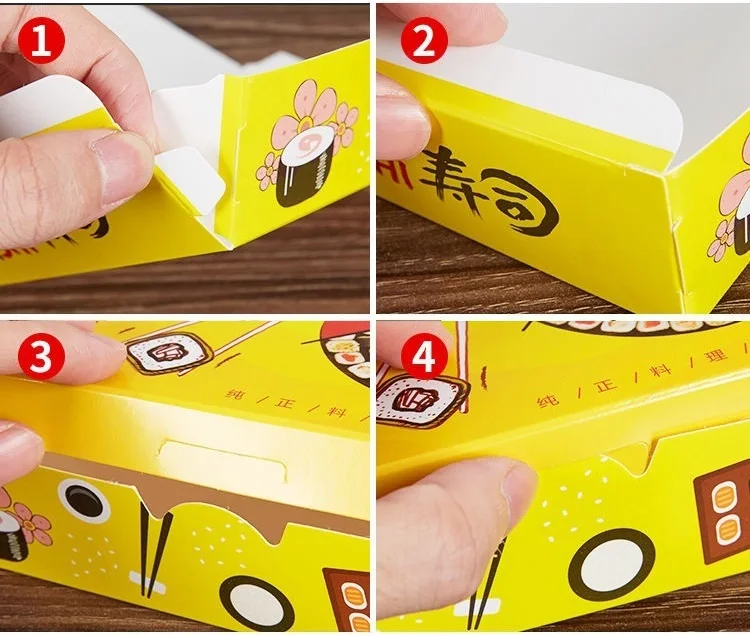 Excellent Sushi Box Disposable Paper Packing Box for Fast Food Shop Restaurant Fried Chicken French Fries WB658 7