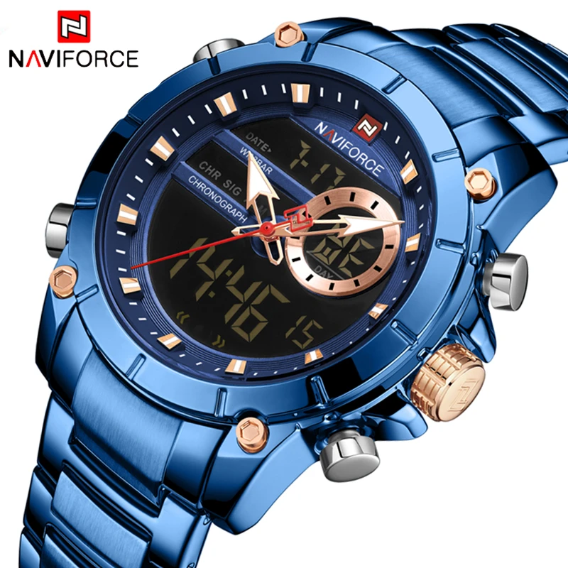 NAVIFORCE модные часы мужские брендовые роскошные Цифровые Мужские Спортивные