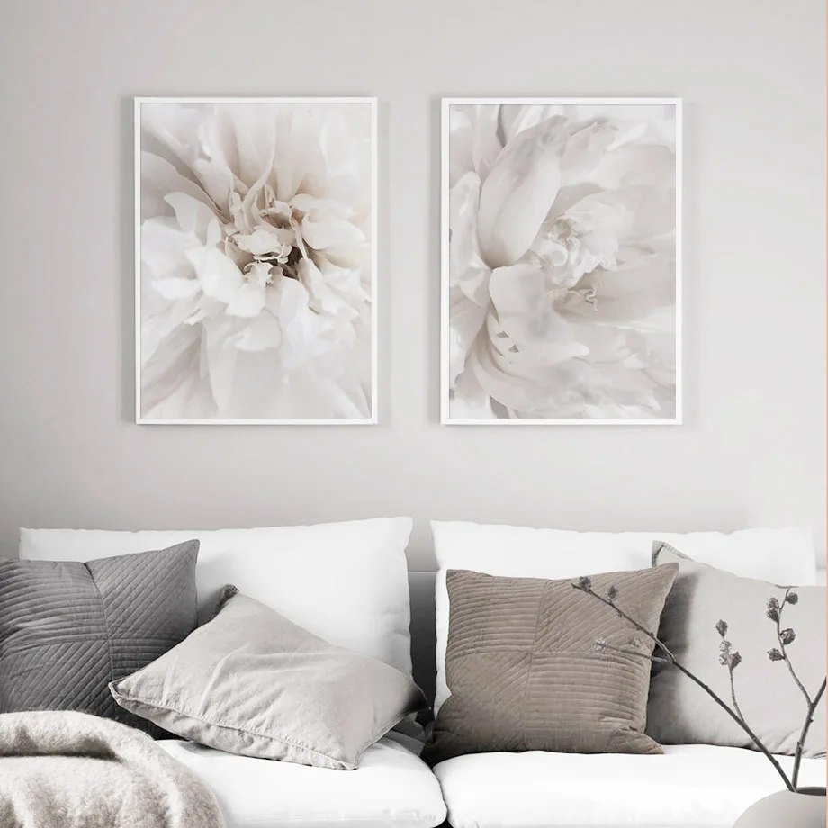 White Dandelion Peony Rose Flowers Canvas Painting Nordic Posters And Prints Wall Art Pictures For Living Room Home Decor