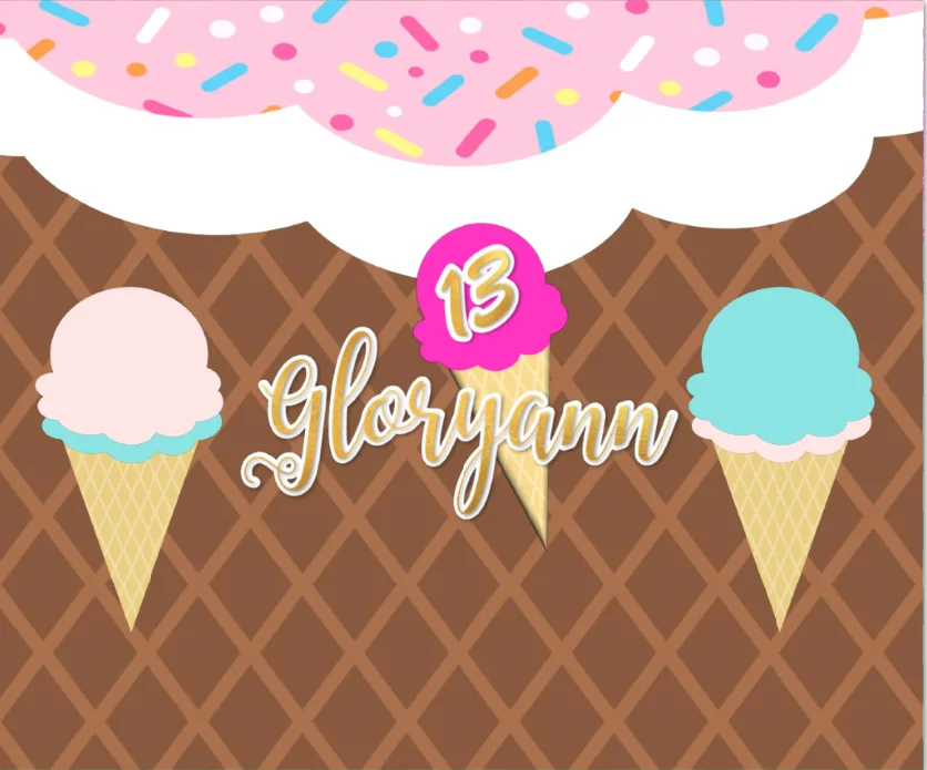 7x5FT Happy Birthday Party Ice Cream Pink Blue Chocolates Personalized DIY Custom Photo Backdrop Background Vinyl 220cm X 150cm