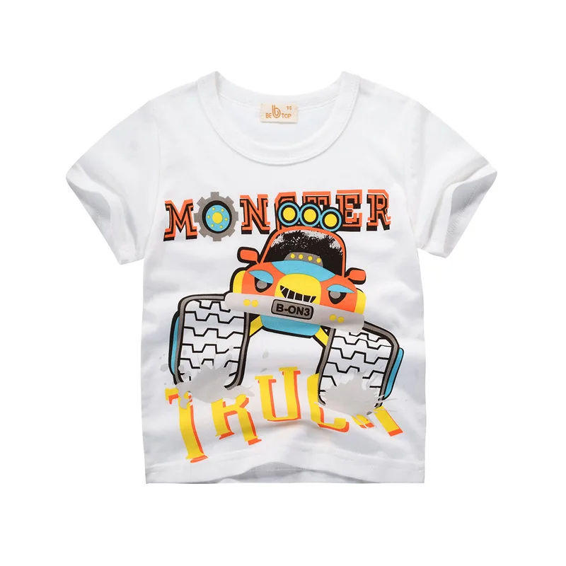 Одежда для маленьких мальчиков с короткими рукавами и рисунком джипа, грузовика футболка для экскаватора футболки для маленьких мальчиков и девочек хлопковые топы для малышей - Цвет: SUV