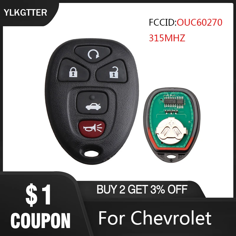 YLKGTTER популярный автомобильный ключ с 5 кнопками для Chevrolet Suburban Tahoe GMC Yukon Cadillac Escalade