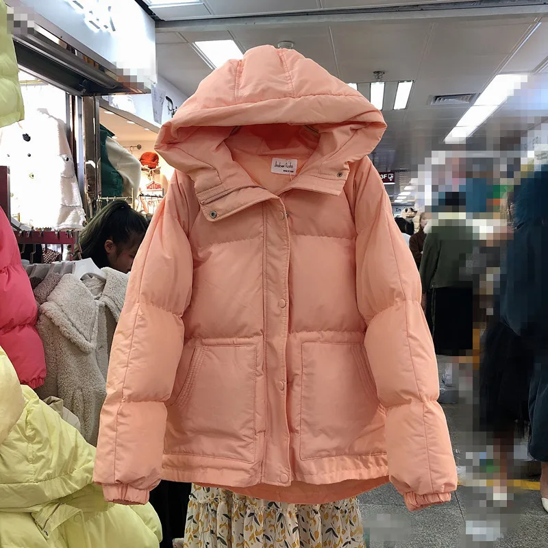 Женская зимняя парка в духе колледжа, хлопковая одежда с капюшоном, женское утолщенное пальто, розовое пальто с хлопковой подкладкой, Manteau Femme Hiver